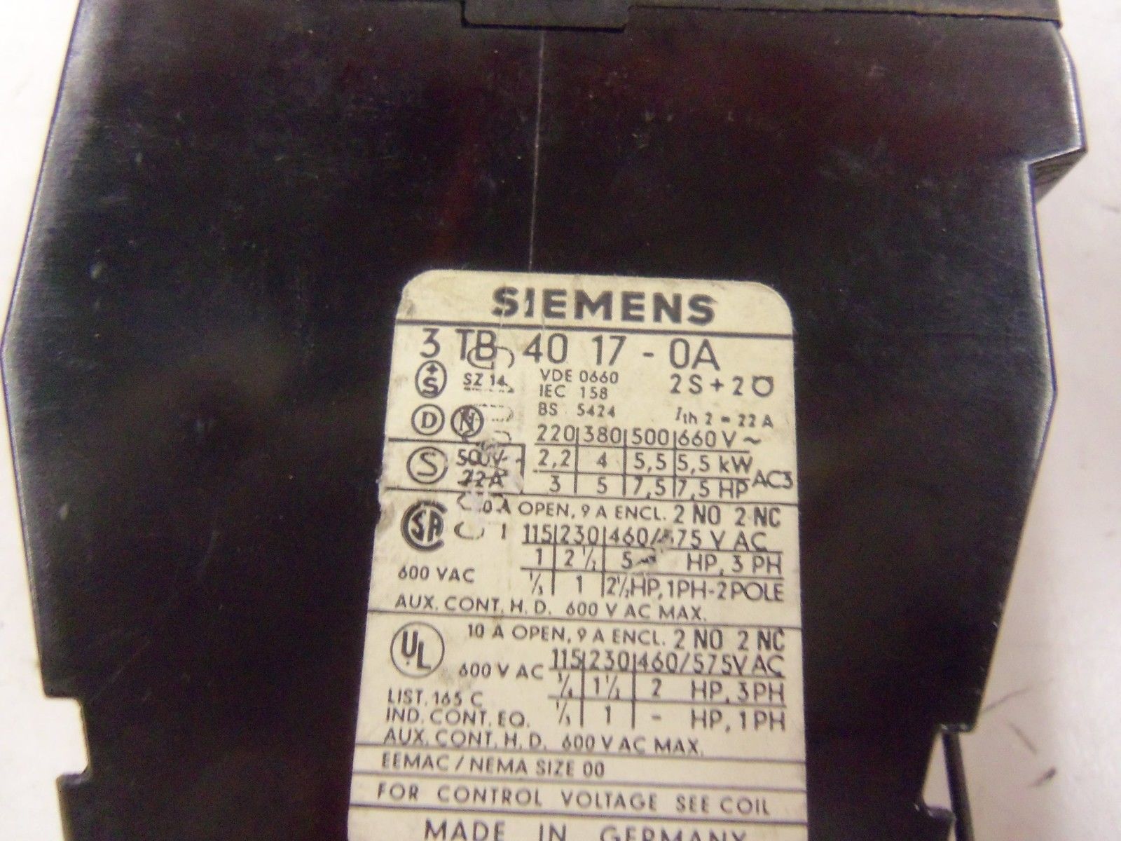 LOT OF 2 SIEMENS 3TB4017-0A 48V *USED*