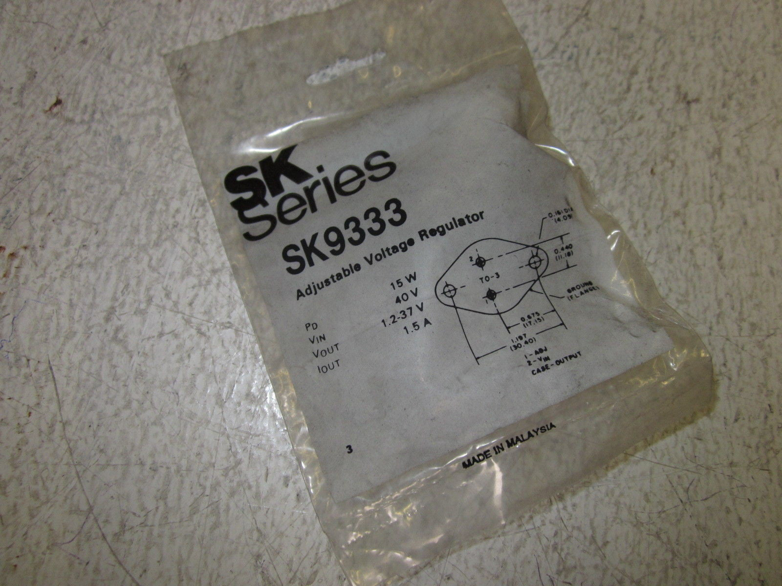 LOT OF 2 SK SERIES SK9333 ADJUSTABLE VOLTAGE REGULATOR *NEW IN A FACTORY BAG*