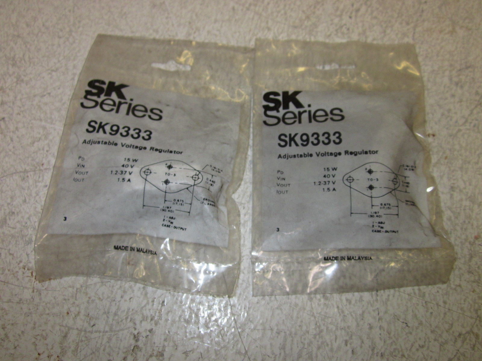 LOT OF 2 SK SERIES SK9333 ADJUSTABLE VOLTAGE REGULATOR *NEW IN A FACTORY BAG*