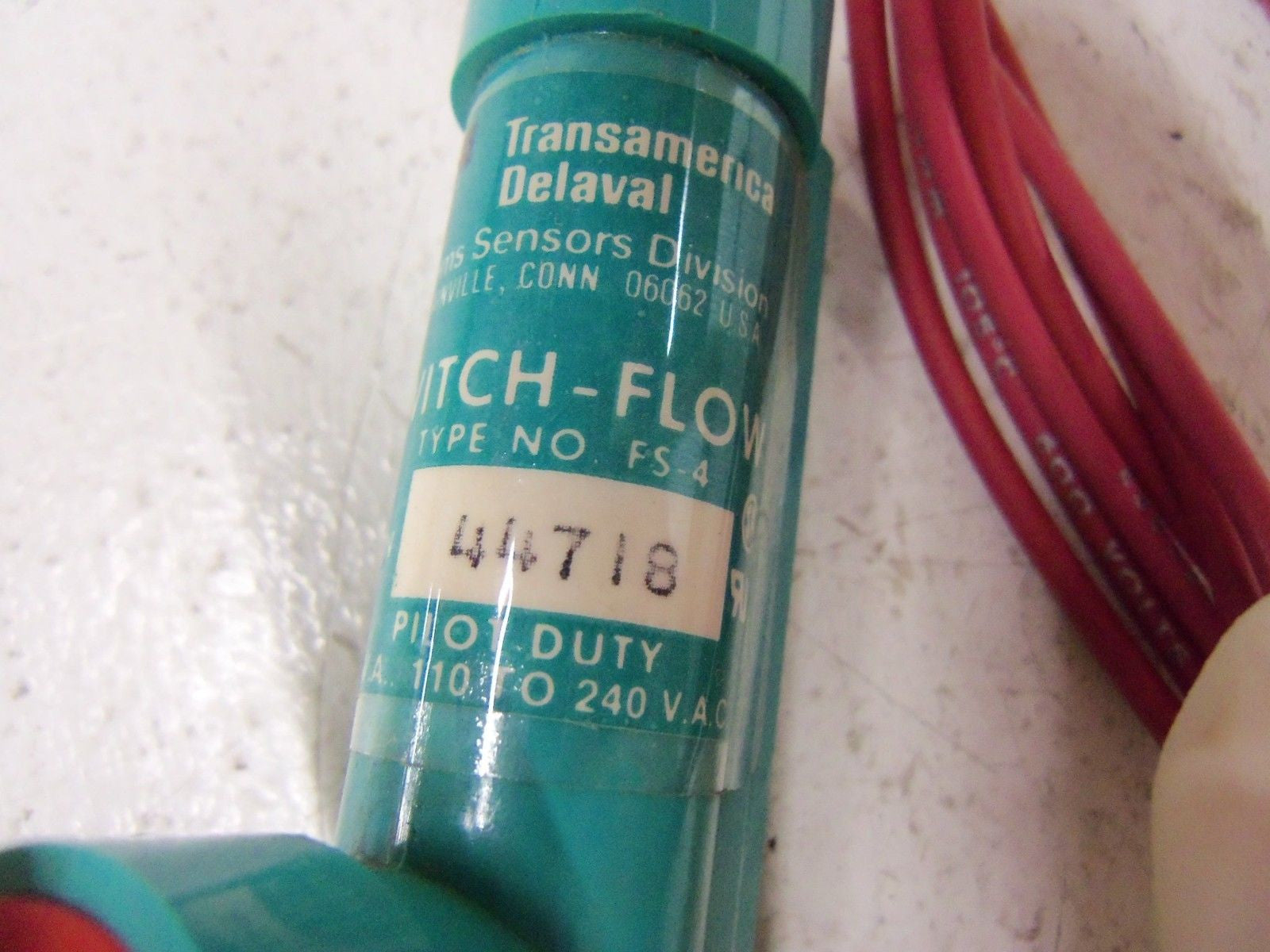 LOT OF 2 TRANSAMERICA DELAVAL FLOW-SWITCH 44718 *USED*