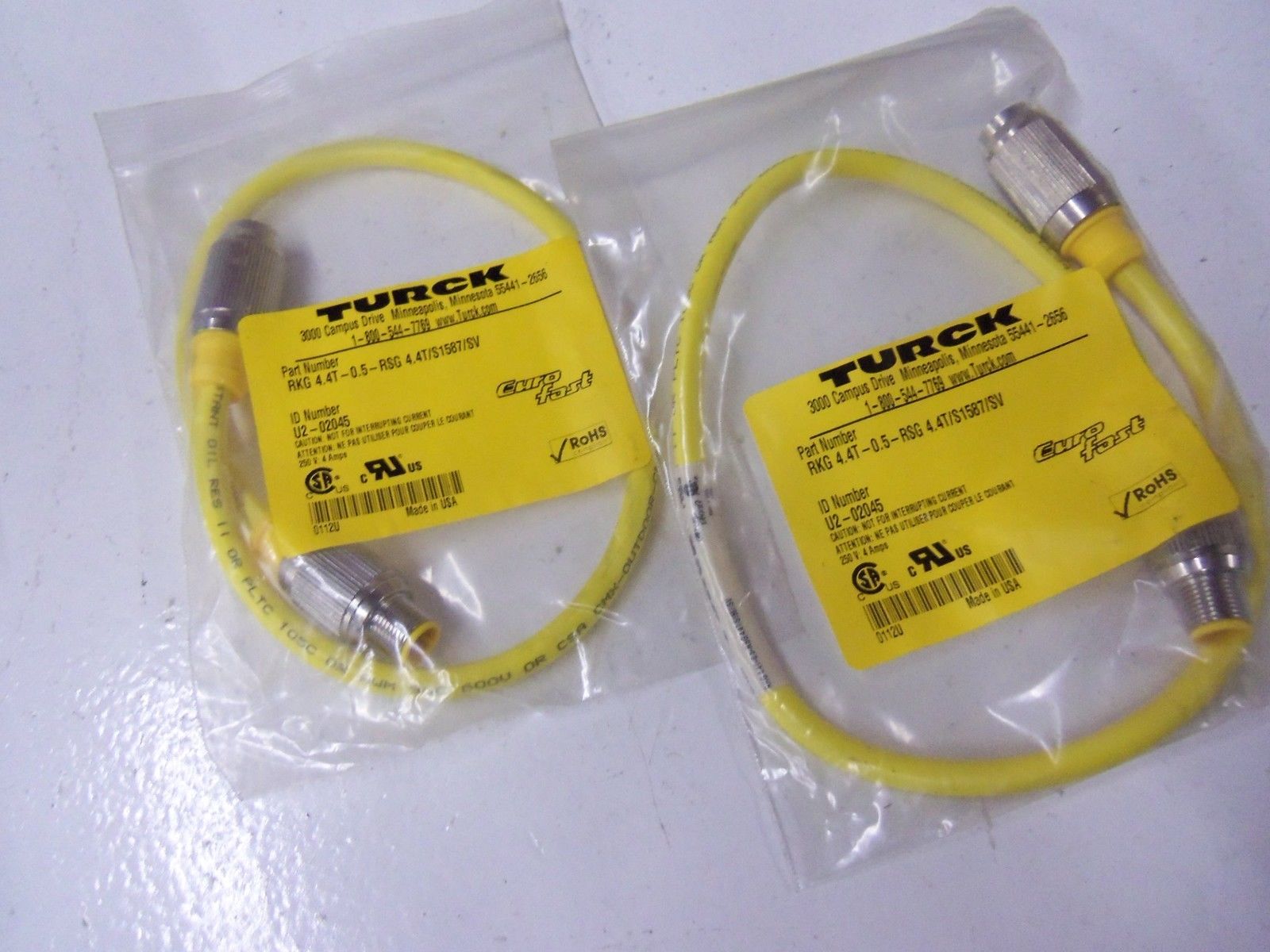LOT OF 2 TURCK RKG 4.4T-0.5-RSG 4.4T/S1587/SV *NEW IN BAG*