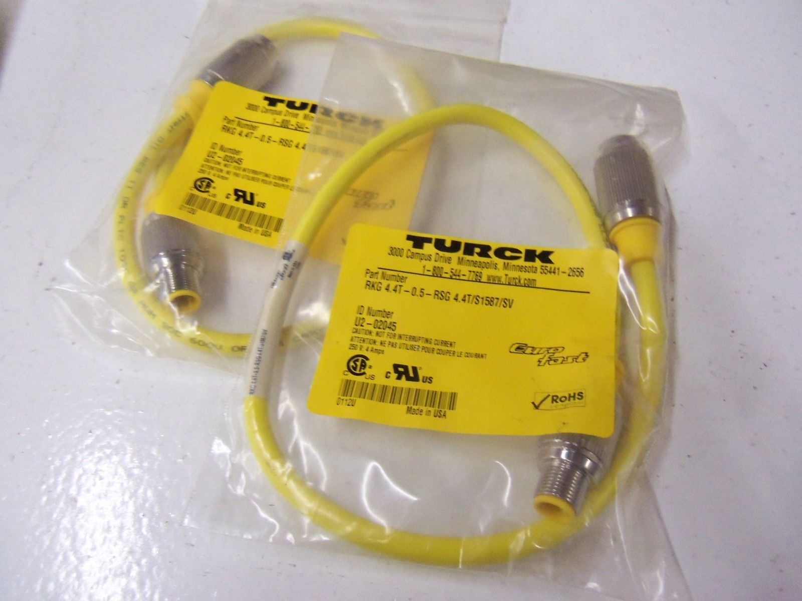 LOT OF 2 TURCK RKG 4.4T-0.5-RSG 4.4T/S1587/SV *NEW IN BAG*