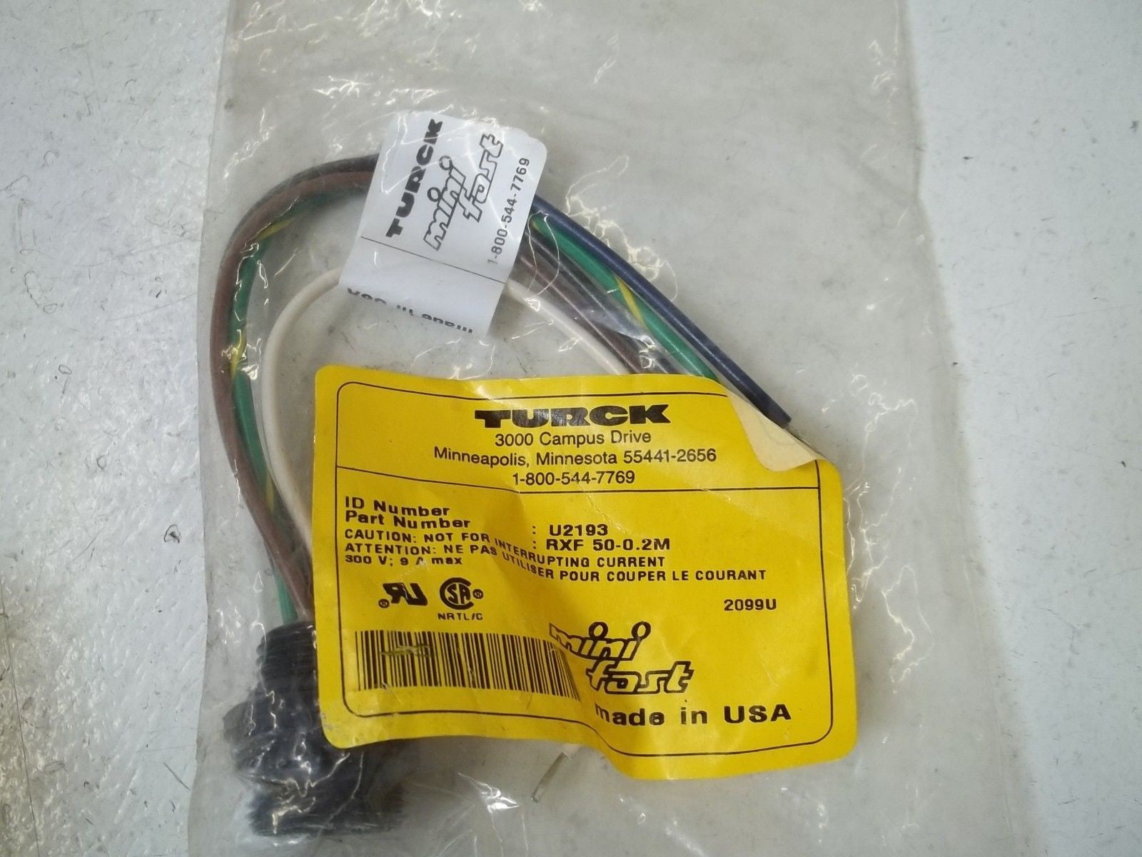LOT OF 2 TURCK RXF50-0.2M M INIFAST RECEPTACLE *NEW IN A FACTORY BAG*