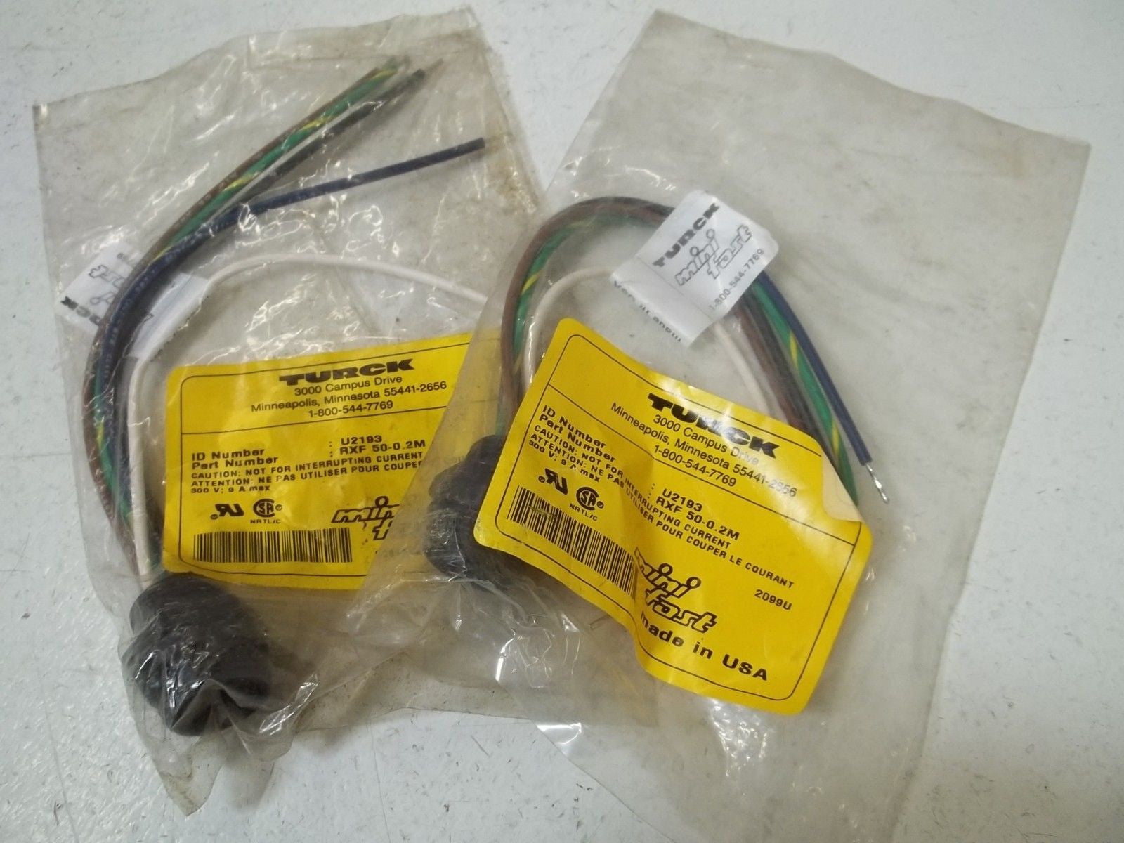 LOT OF 2 TURCK RXF50-0.2M M INIFAST RECEPTACLE *NEW IN A FACTORY BAG*