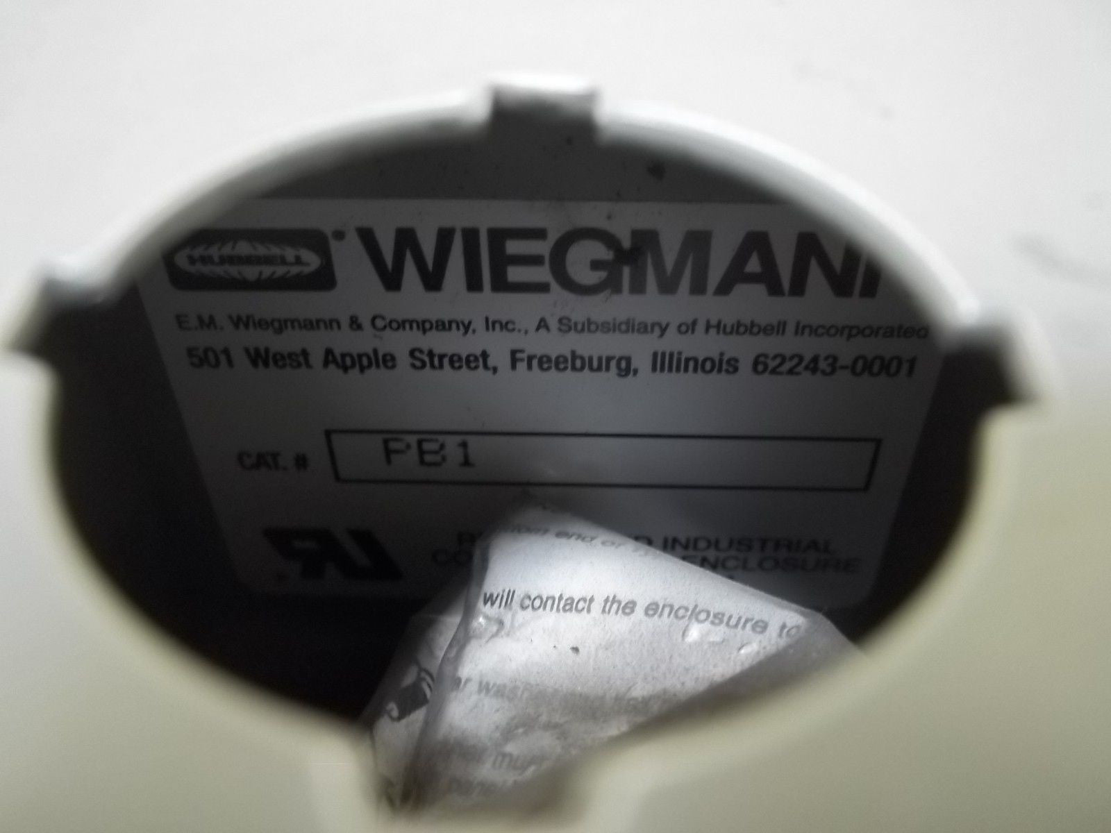 LOT OF 2 WIEGMANN  PB1 PUSHBUTTON ENCLOSURE *USED*