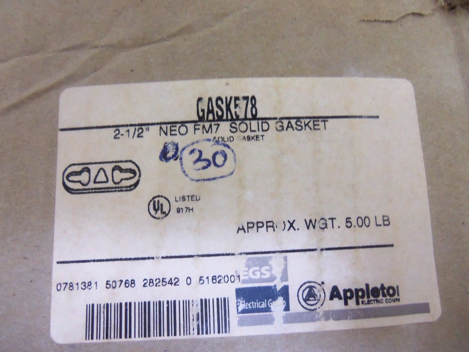 LOT OF 30 APPLETON GASK578 GASKET *NEW IN BOX*