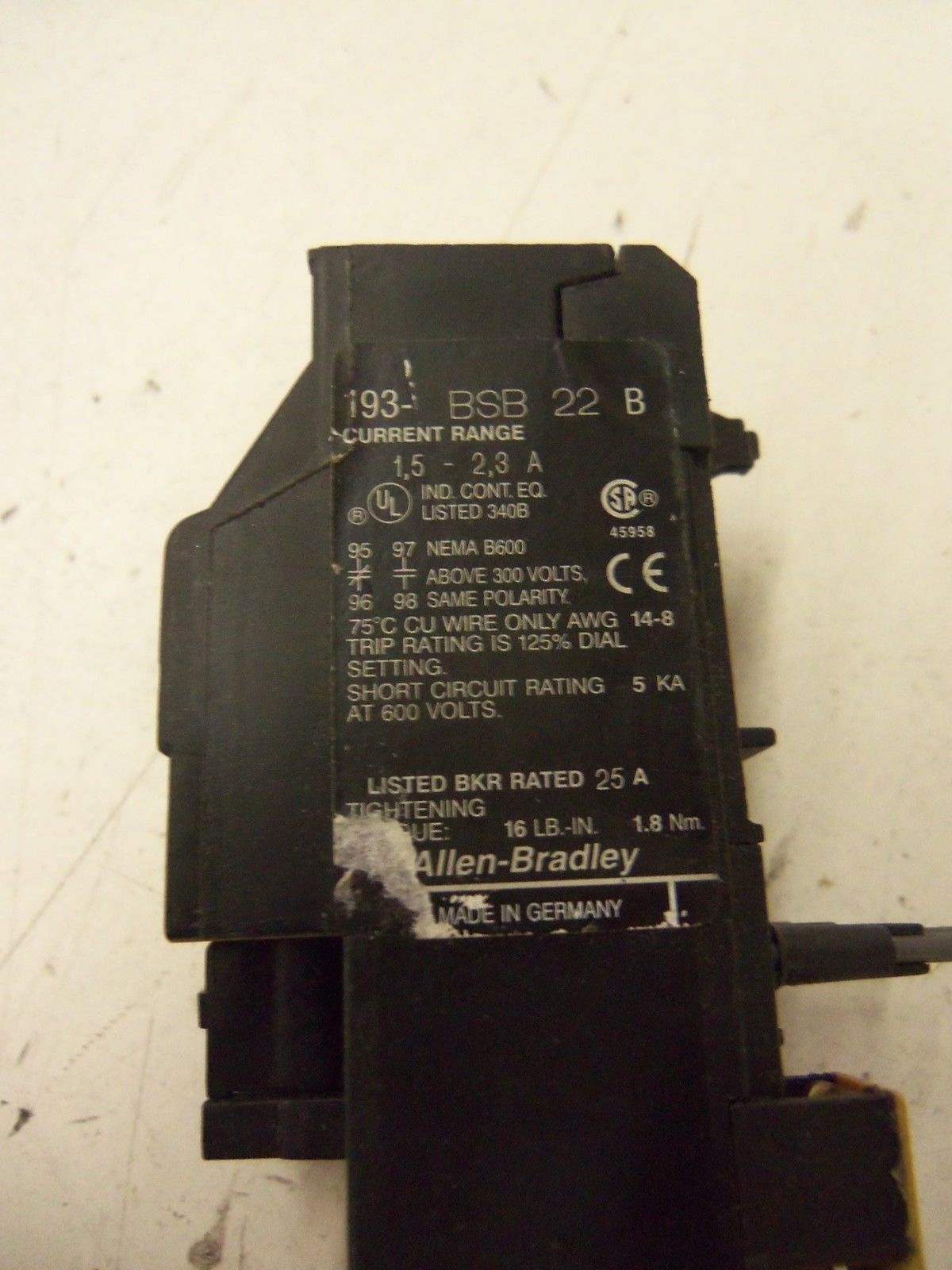 LOT OF 3 ALLEN BRADLEY 193-BSB 22 SERIES B *USED*