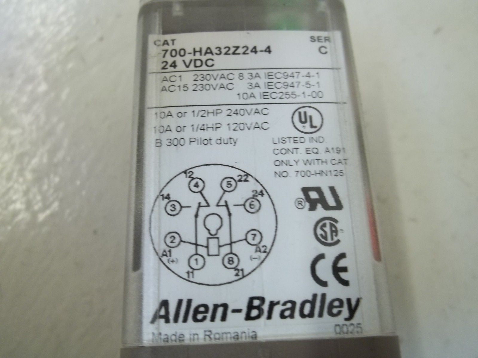 ALLEN BRADLEY 700-HA32Z24-4 SER. C RELAY 24VDC *USED*