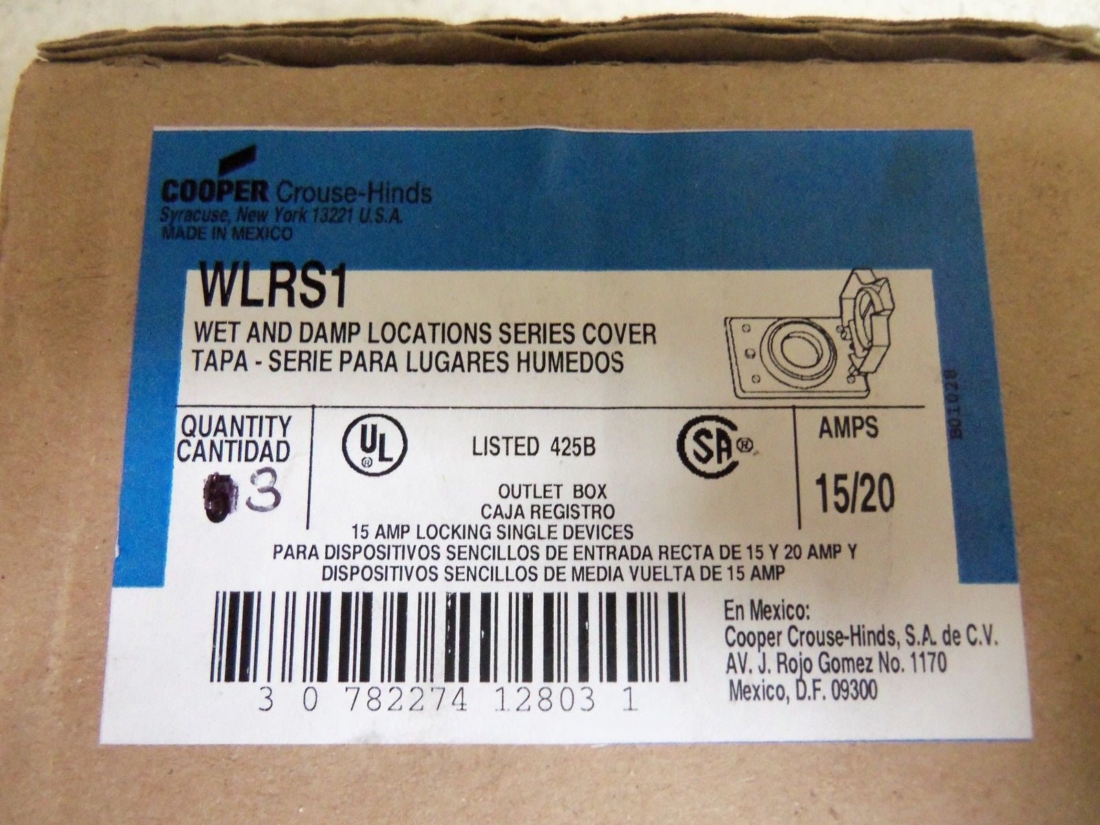 LOT OF 3 CROUSE-HINDS WLRS1 COVER *NEW IN BOX*