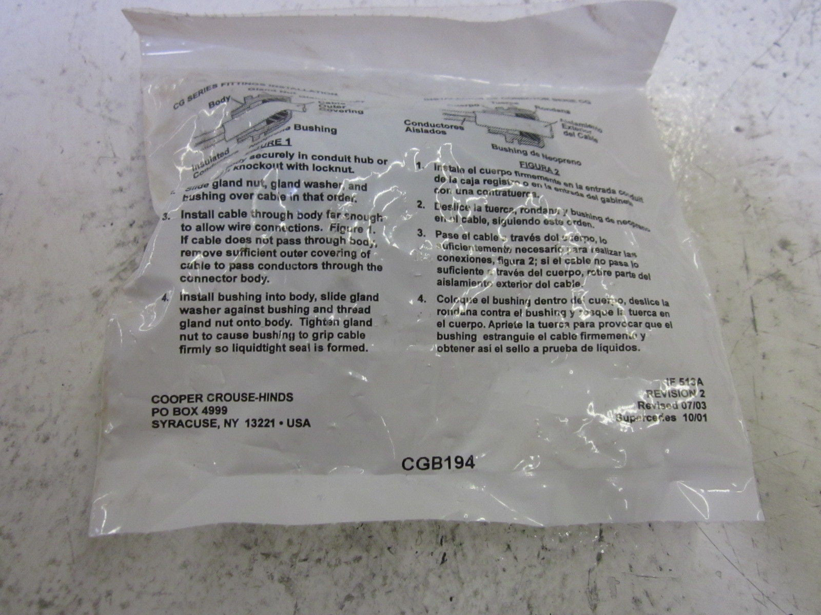 LOT OF 3 CROUSE-HINDS CGB194 *NEW IN A FACTORY BAG*