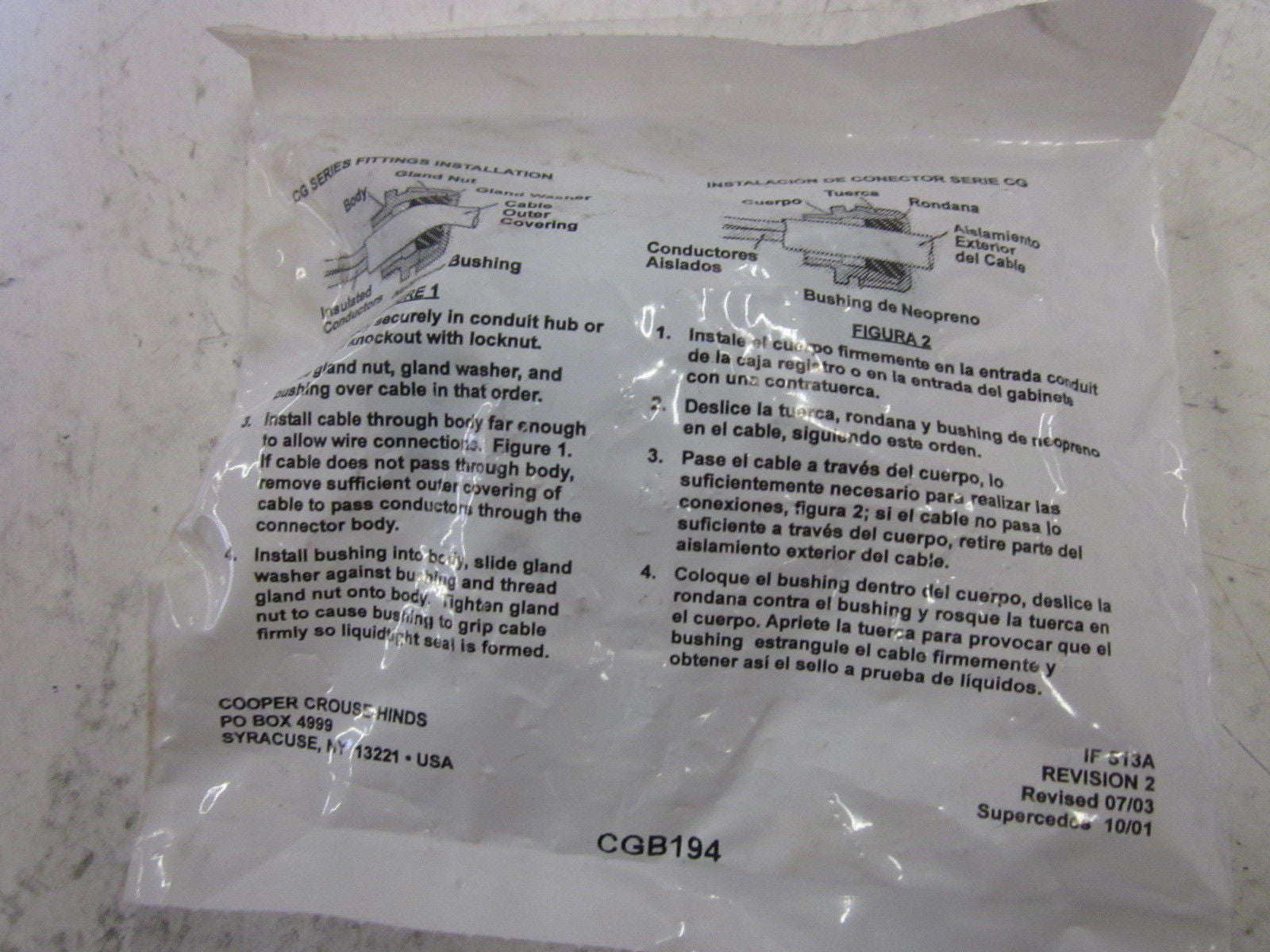 LOT OF 3 CROUSE-HINDS CGB194 *NEW IN A FACTORY BAG*