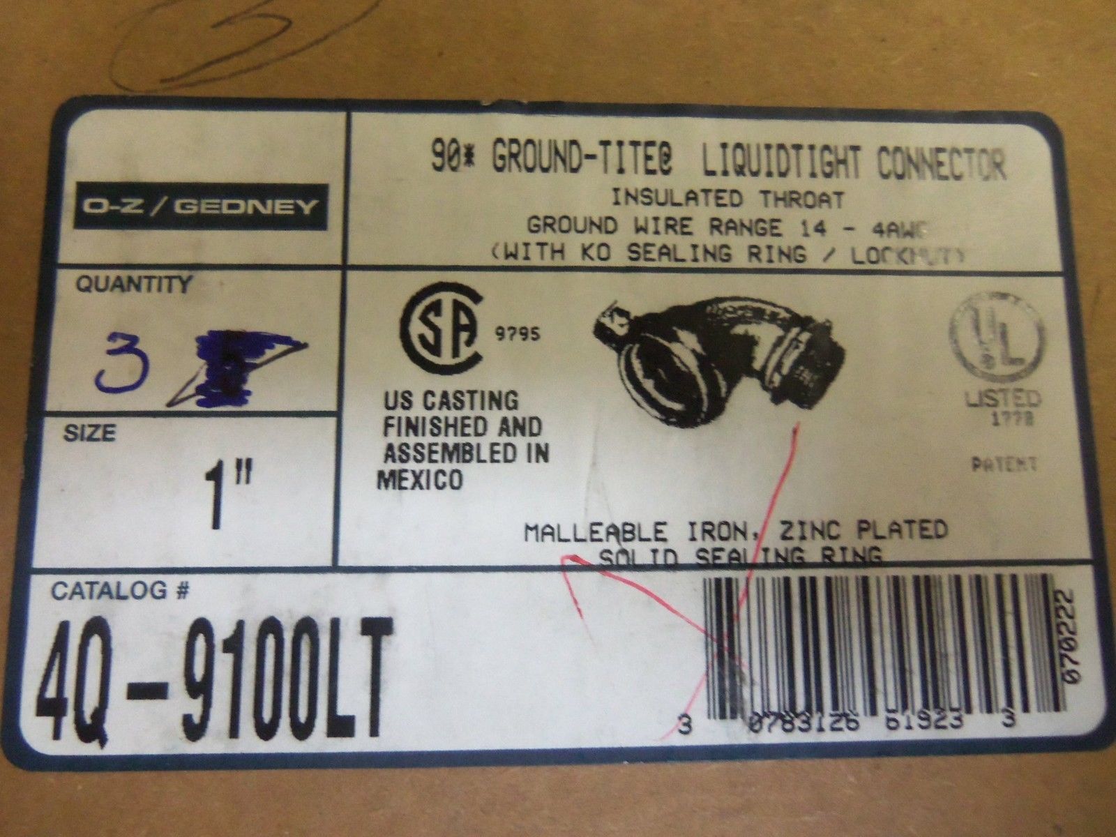 LOT OF 3 EGS 4Q-9100LT CONDUIT *NEW IN BOX*
