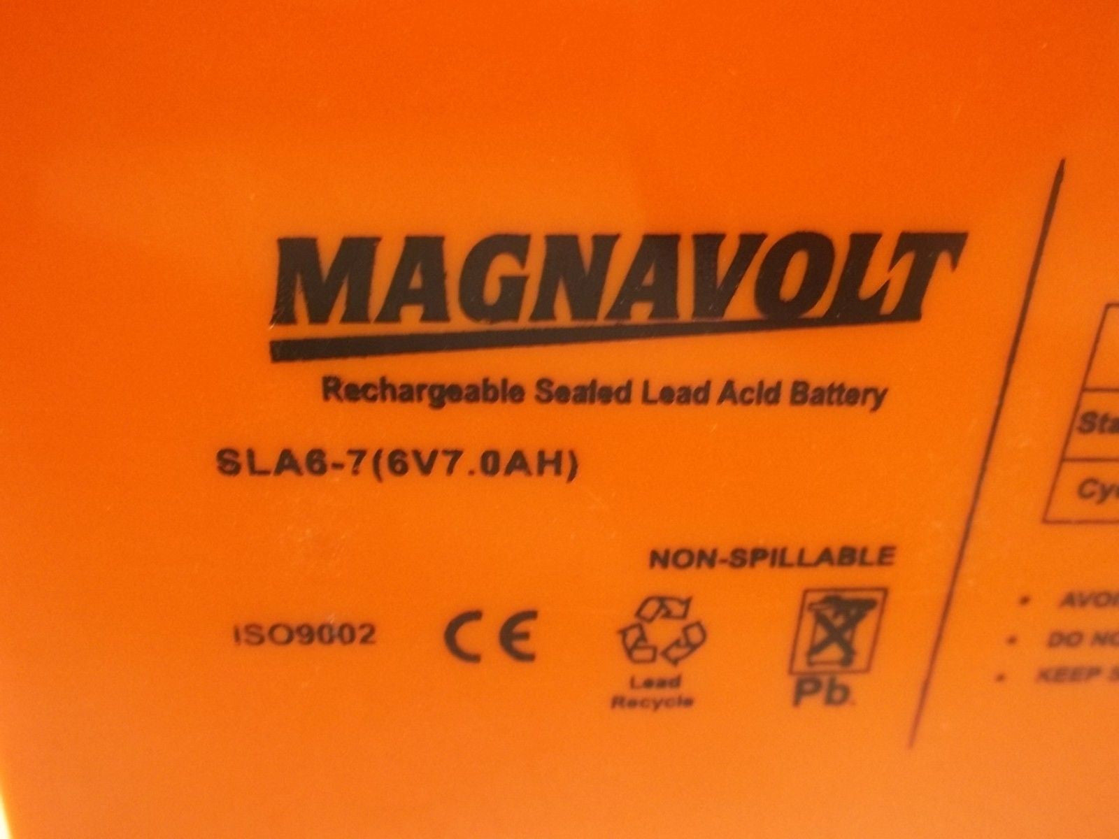 LOT OF 3 MAGNAVOLT SLA6-7 RECHARGED SEATED LEAD ACID BATTERY *NEW NO BOX*