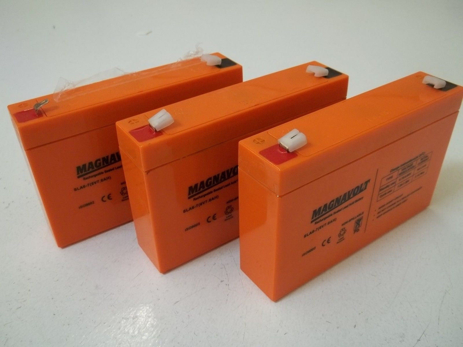 LOT OF 3 MAGNAVOLT SLA6-7 RECHARGED SEATED LEAD ACID BATTERY *NEW NO BOX*