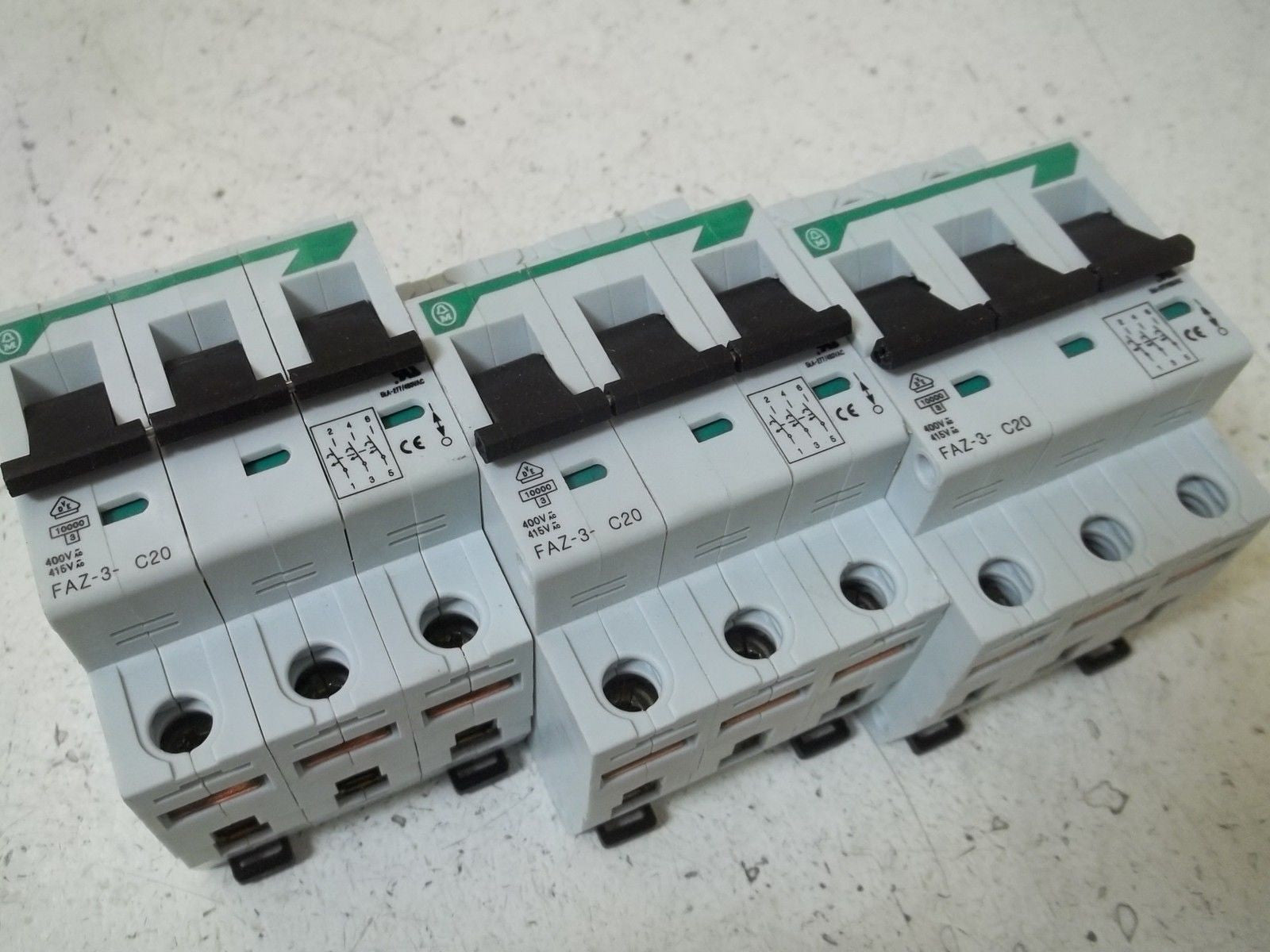 LOT OF 3 MOELLER FAZ-3-C20 CIRCUIT BREAKER *NEW NO BOX*