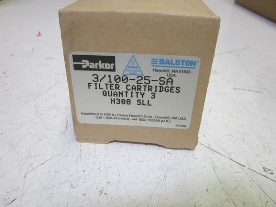 LOT OF 3 PARKER 3/100-25-SA FILTER CARTRIDGES *NEW IN BOX*