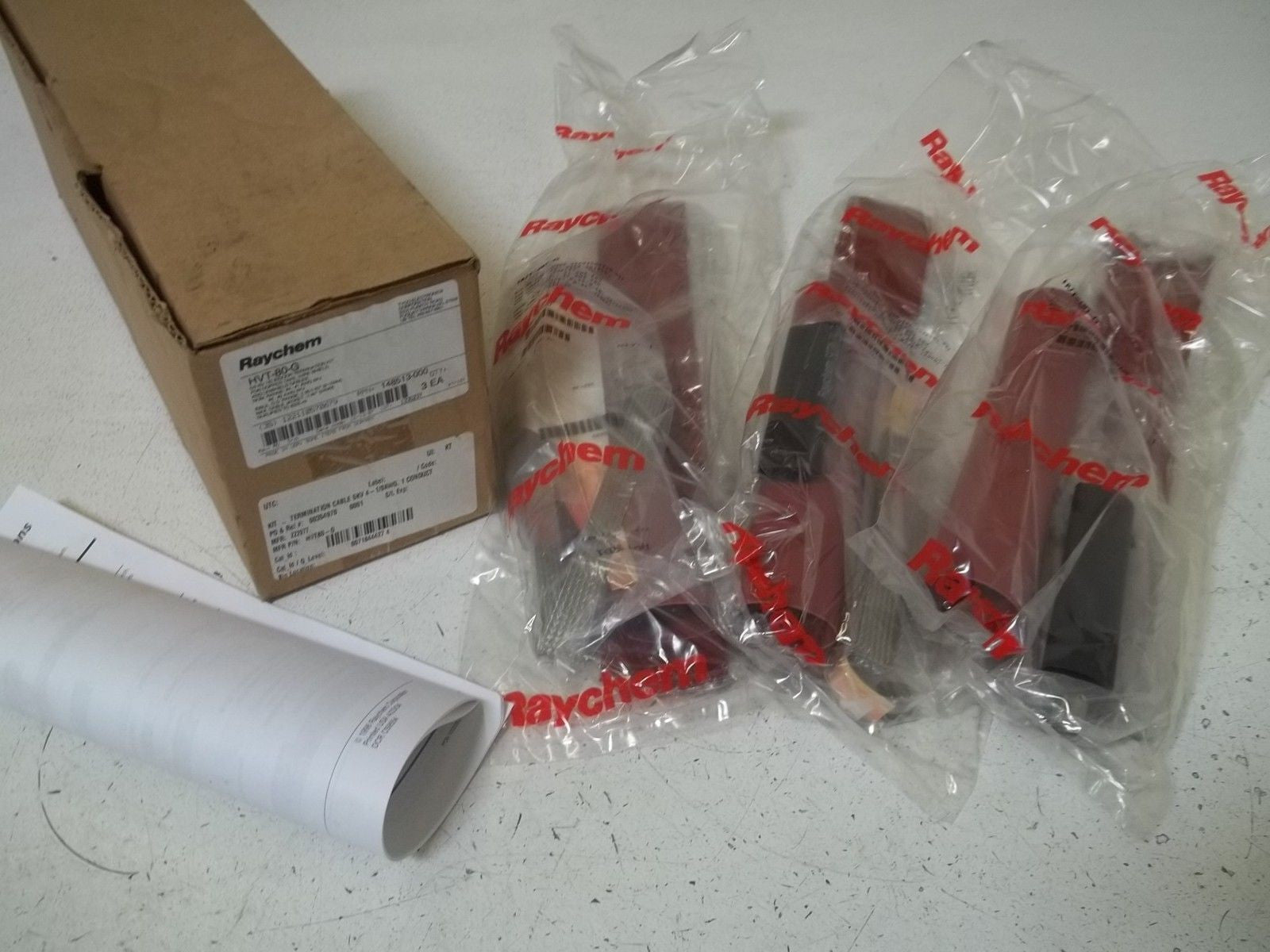 LOT OF 3 RAYCHEM HVT-80-G 5/8 KV 1/C INDOOR TERMINATION KIT *NEW IN BOX*