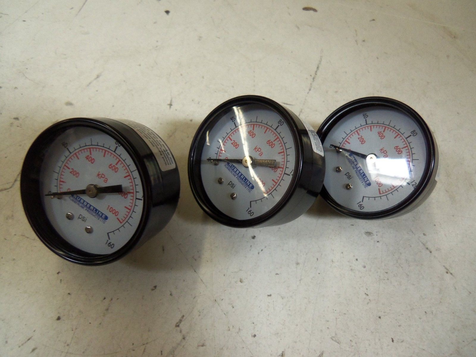 LOT OF 3 RUBBERLINE 0-160 PSI *NEW NO BOX*