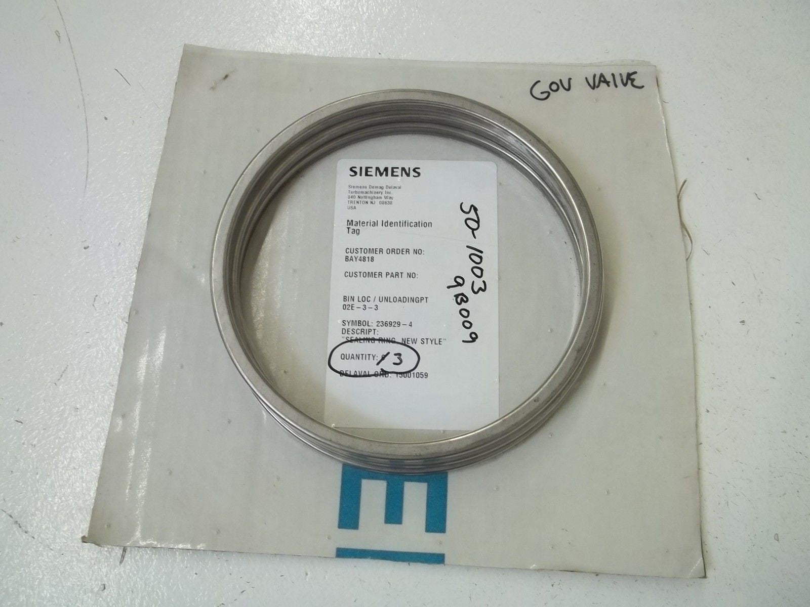 LOT OF 3 SIEMENS  236929-4 SEALING RING *NEW NO BOX*