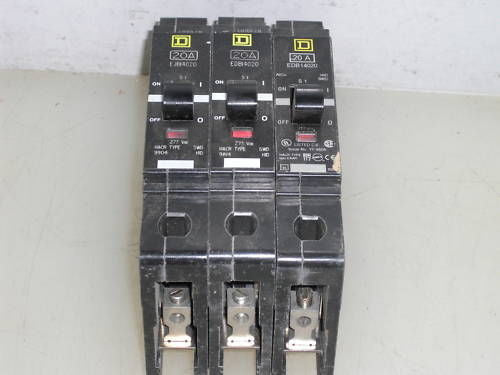 LOT OF 3 SQUARE D CIRCUIT BREAKER 20AMP *NEW NO BOX*