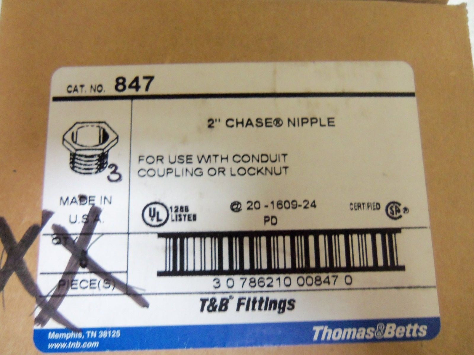 LOT OF 3 THOMAS & BETTS 847 CONNECTOR *NEW IN BOX*