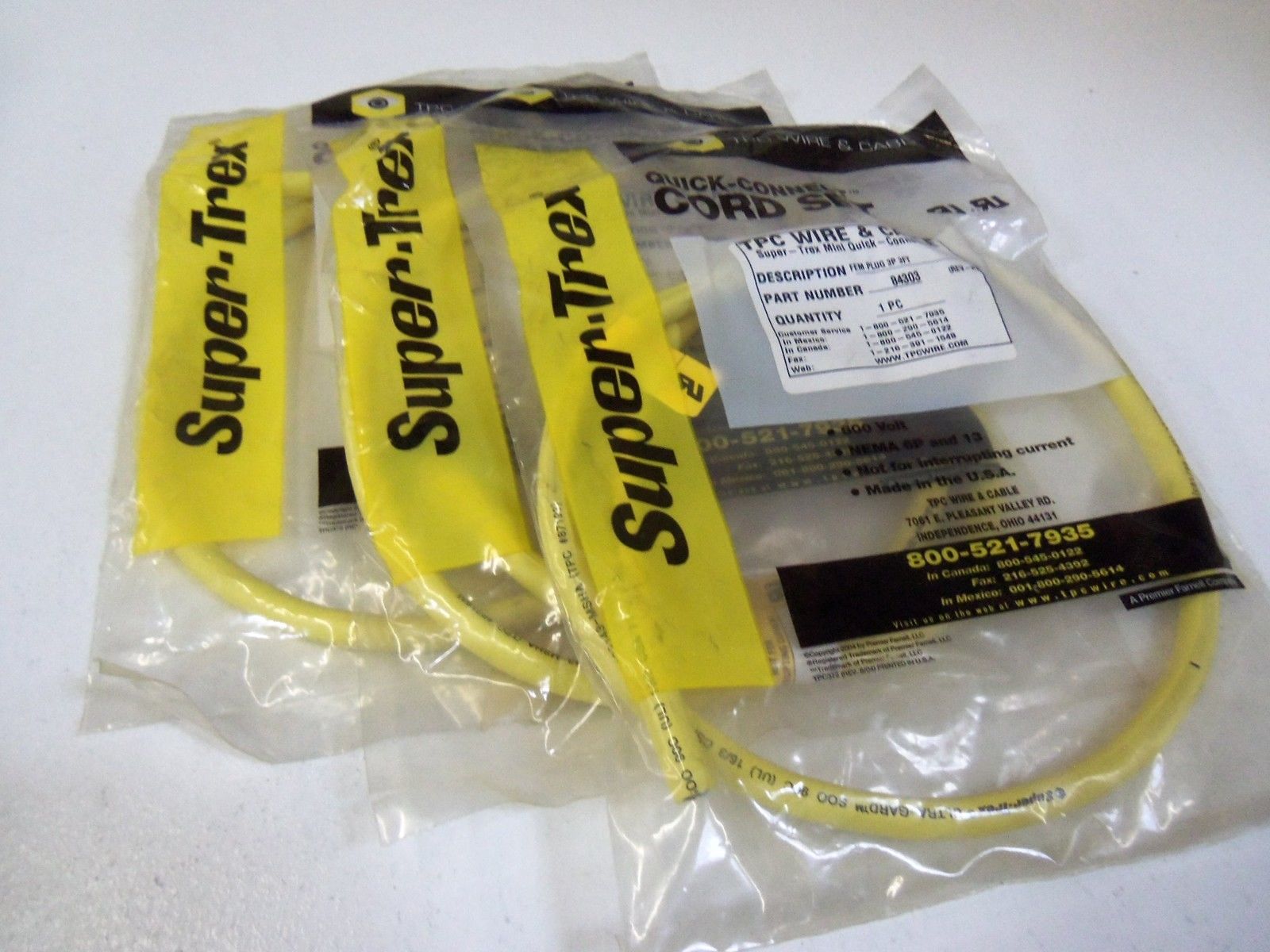LOT OF 3 TPC WIRE & CABLE  84303  *NEW IN FACTORY BAG*