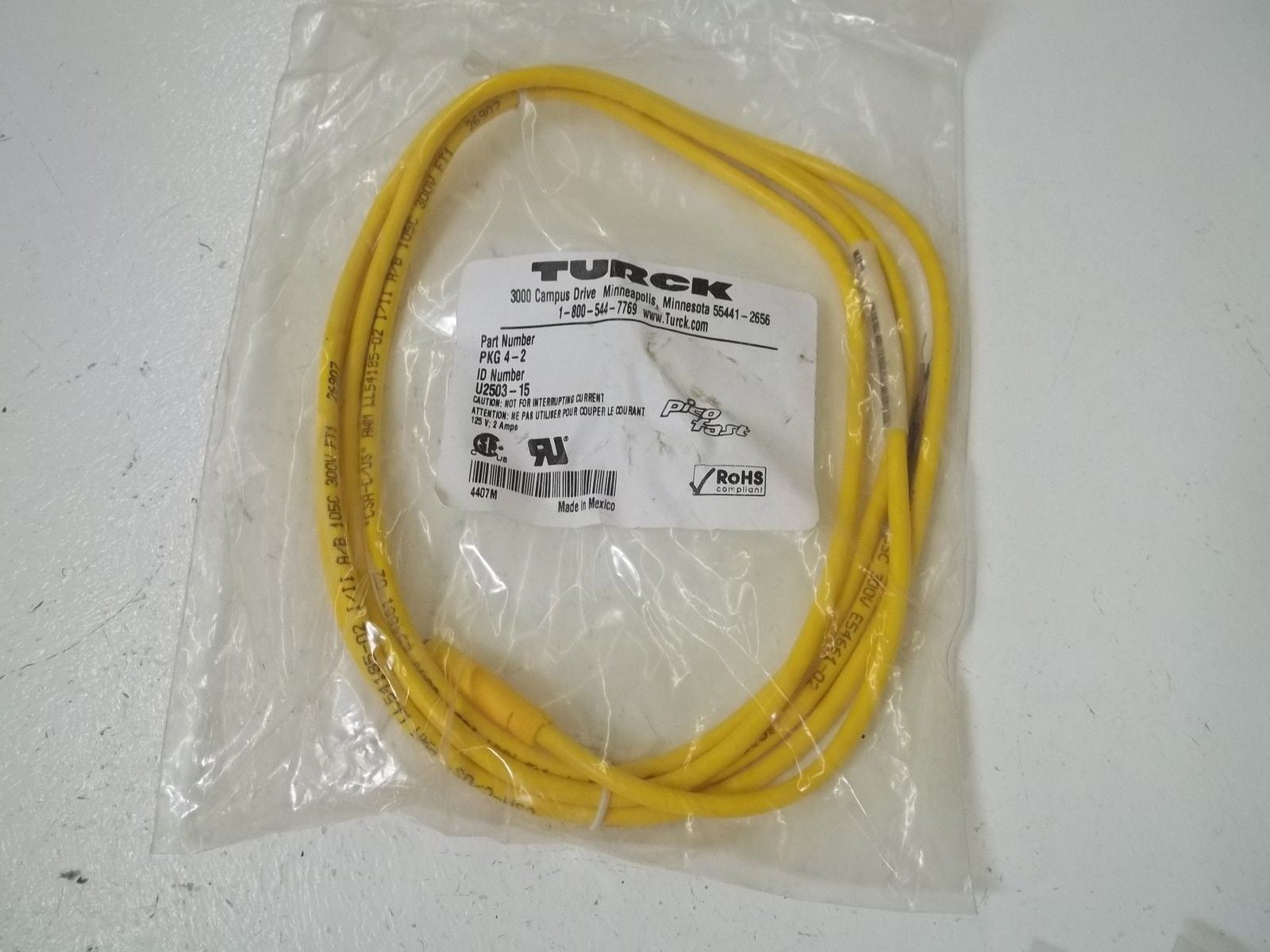 LOT OF 3 TURCK PKG4-2 CORDSET *NEW IN A BAG*