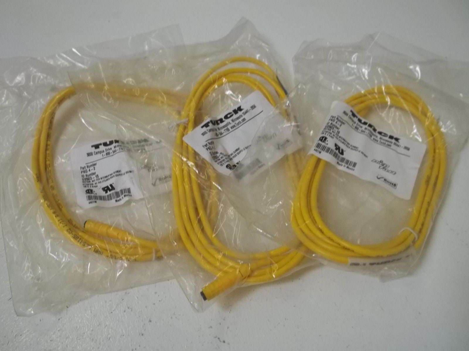 LOT OF 3 TURCK PKG4-2 CORDSET *NEW IN A BAG*