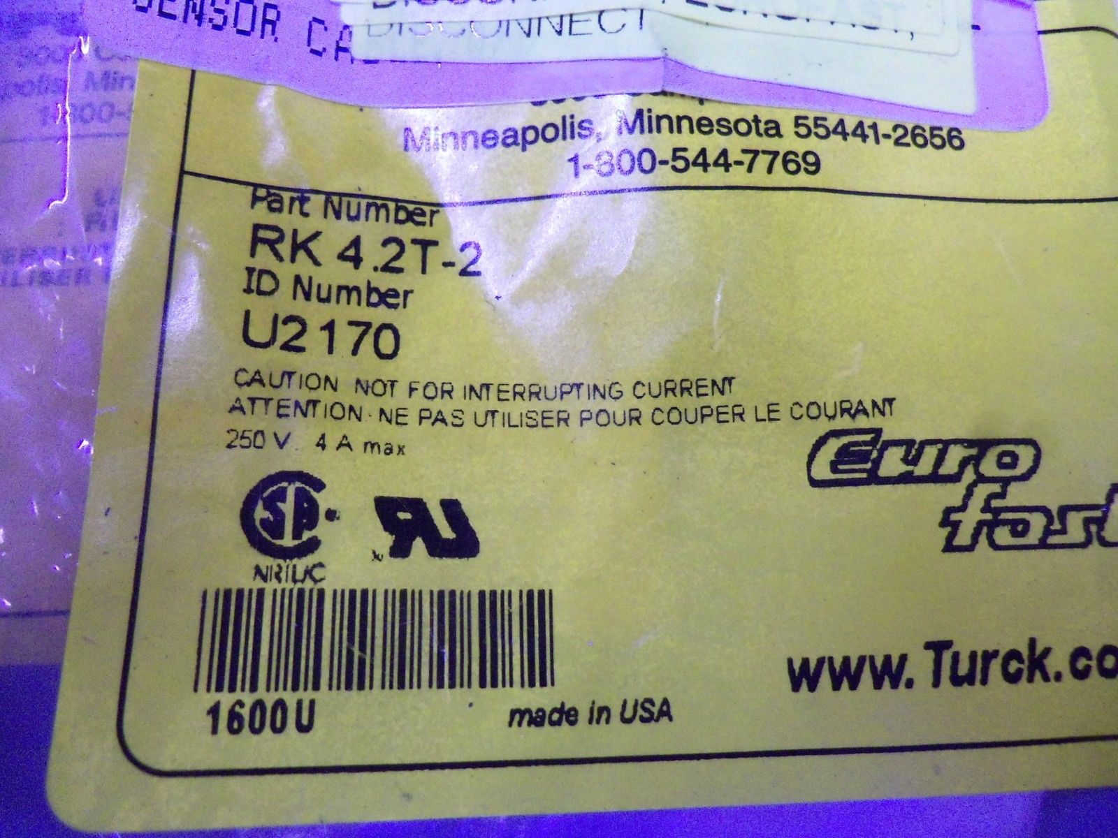 LOT OF 3 TURCK RK4.2T-2 * NEW IN FACTORY BAG *