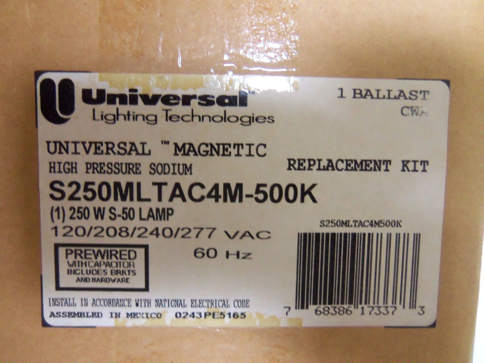 LOT OF 3 UNIVERSAL S250MLTAC4M-500K BALLAST *NEW IN BOX*