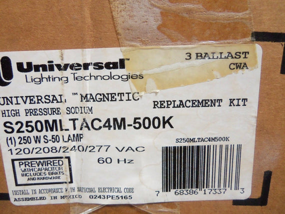 LOT OF 3 UNIVERSAL S250MLTAC4M-500K BALLAST *NEW IN BOX*