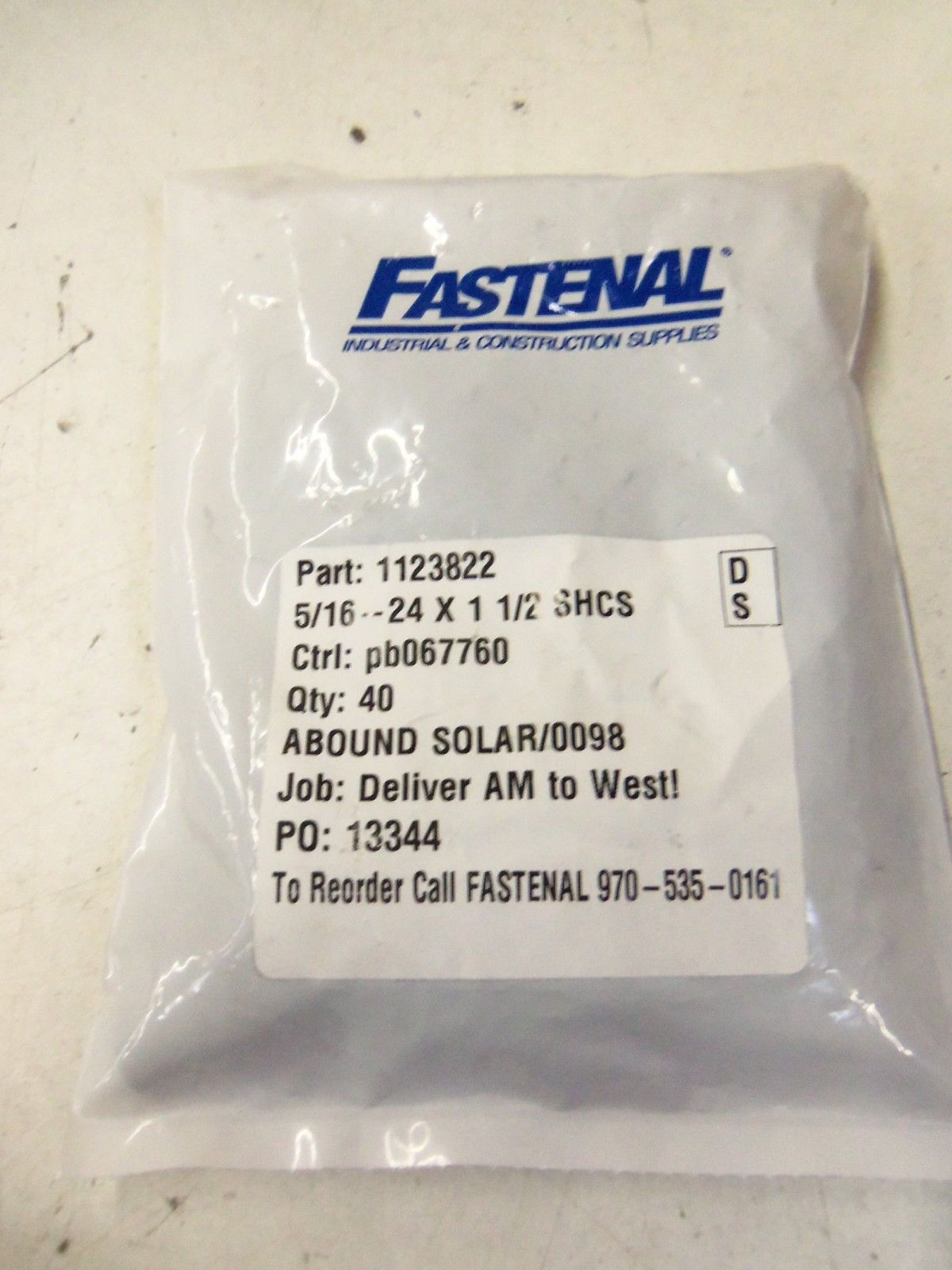 LOT OF 40 FASTENAL 1123822 *NEW IN FACTORY BAG*