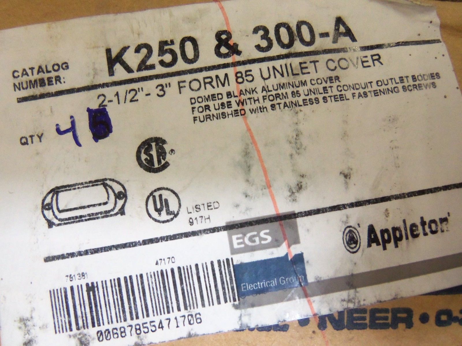 LOT OF 4 APPLETON K250-300-A CONDUIT LID *NEW IN BOX*