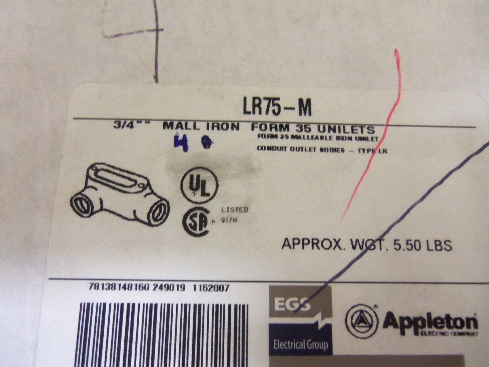 LOT OF 4 APPLETON LR75-M CONDUIT *NEW IN BOX*
