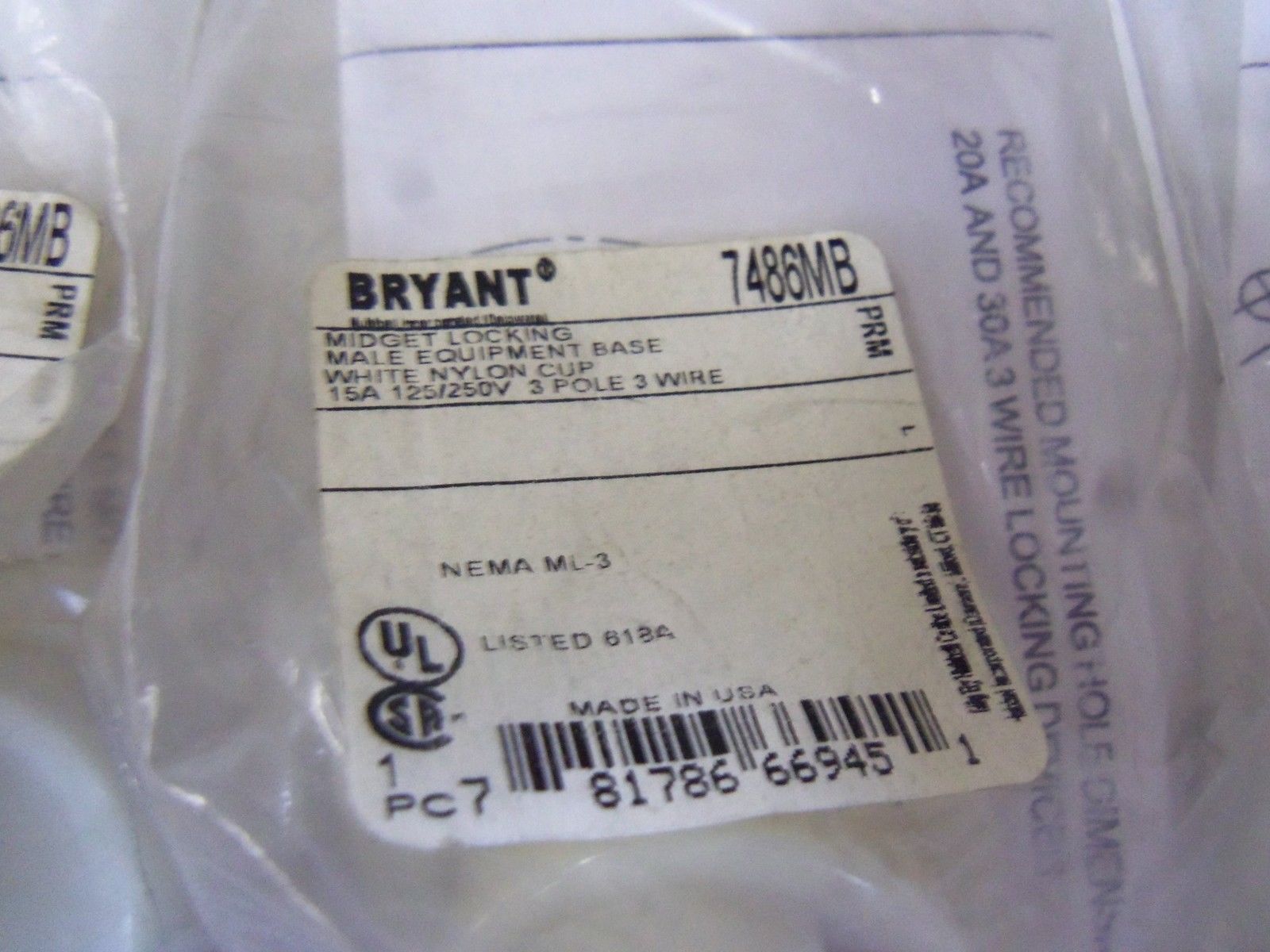 LOT OF 4 BRYANT 7486MB *NEW IN BAG*