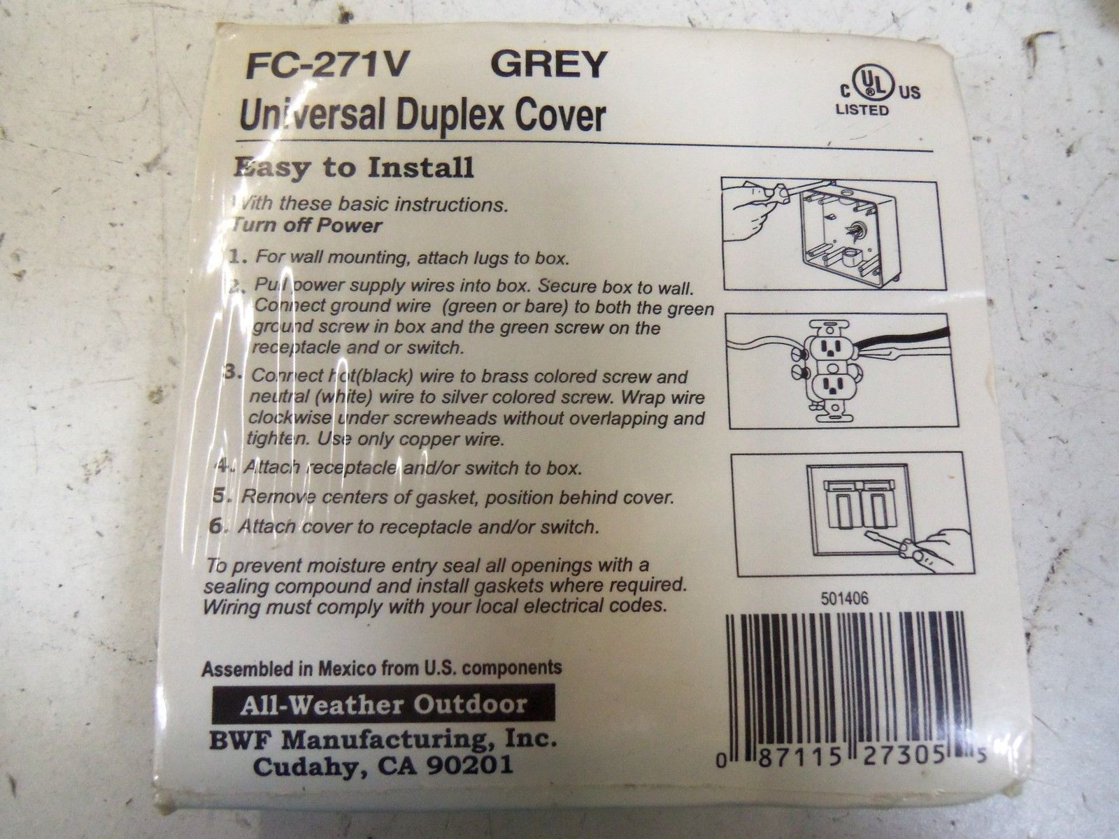 LOT OF 4 BWF MANUFACTURING, INC. FC-271V *NEW NO BOX*
