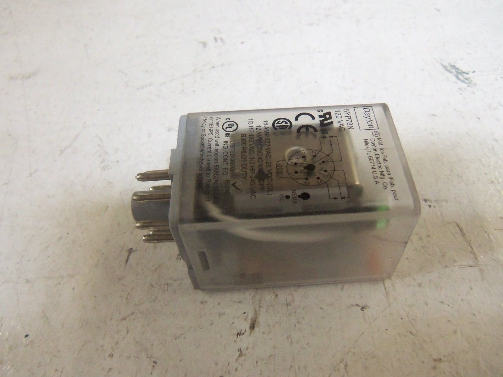 DAYTON 5YP78N RELAY 120VAC *USED*