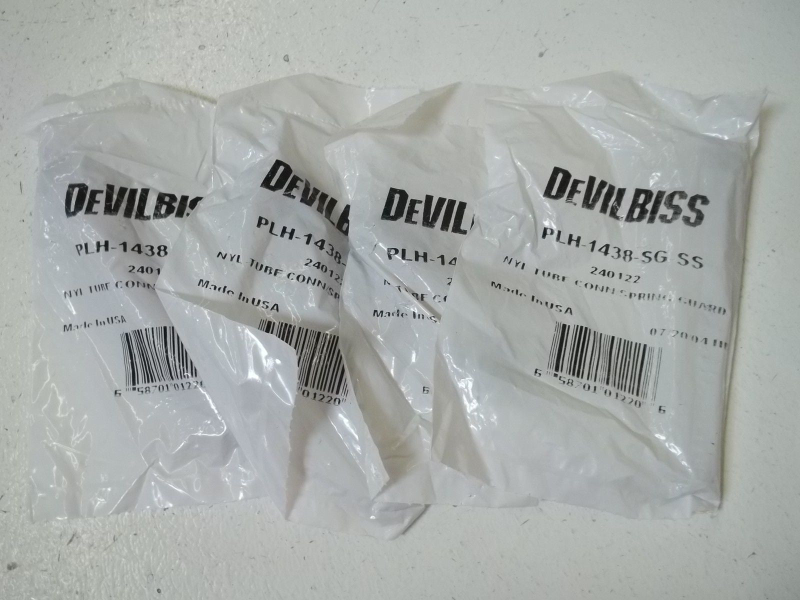 LOT OF 4 DEVILBISS PLH-1438-SG-SS TUBE CONN./SPRING GUARD *NEW IN A FACTORY BAG*