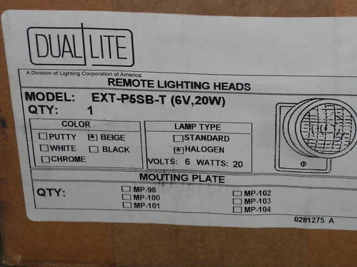 LOT OF 4 DUAL LITE EXT-P5SB-T(6V,20W) *NEW IN BOX*