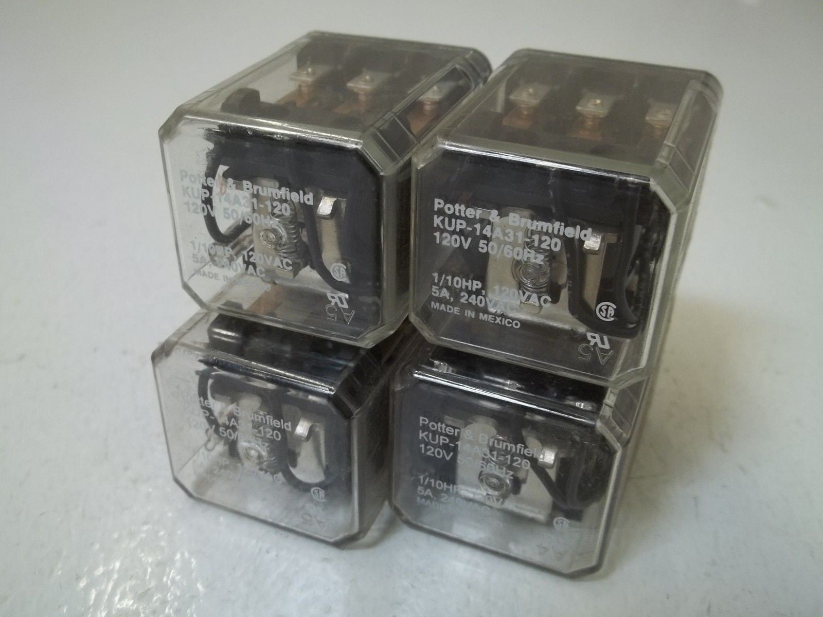 LOT OF 4 POTTER & BRUMFIELD KUP-14A13-120 RELAY *USED*