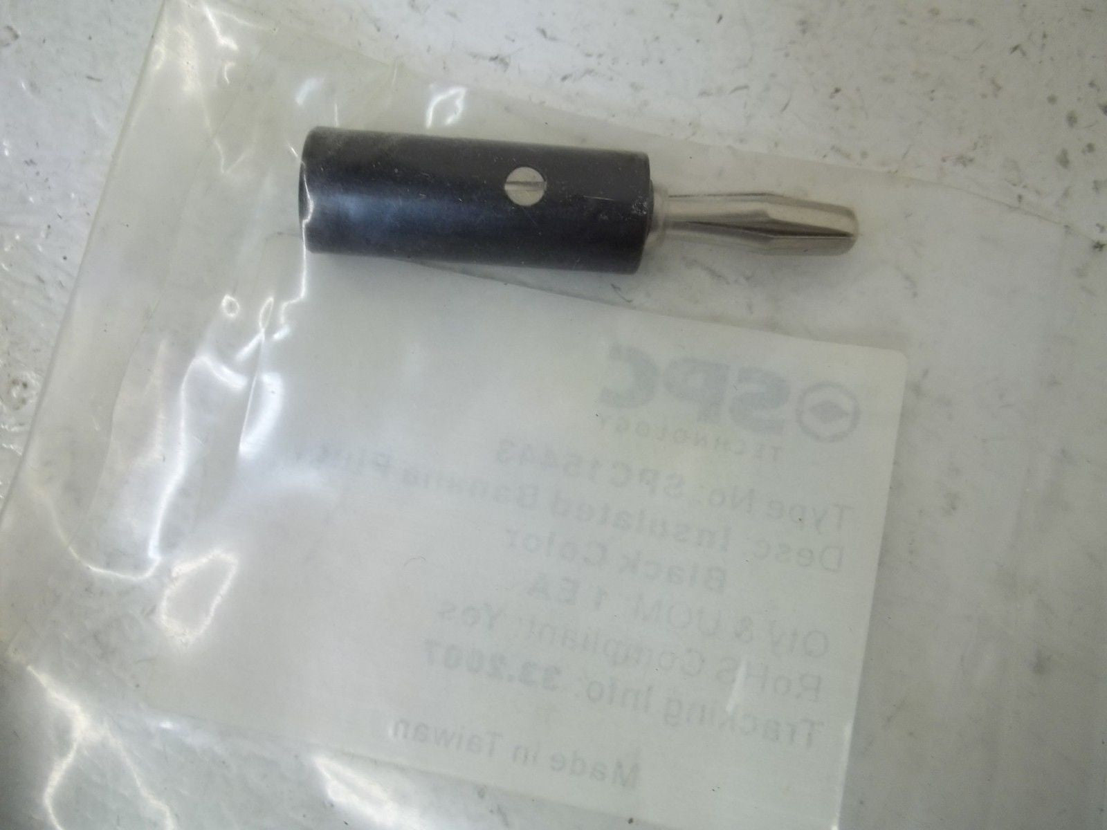 LOT OF 4 SPC SPC15443 INSULATED BANANA PLUG, BLACK COLOR *NEW IN A BAG*