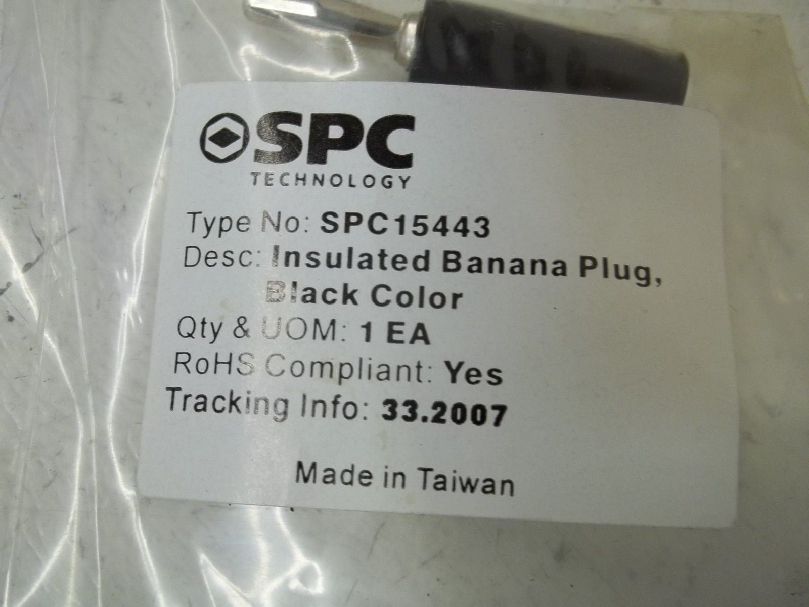 LOT OF 4 SPC SPC15443 INSULATED BANANA PLUG, BLACK COLOR *NEW IN A BAG*