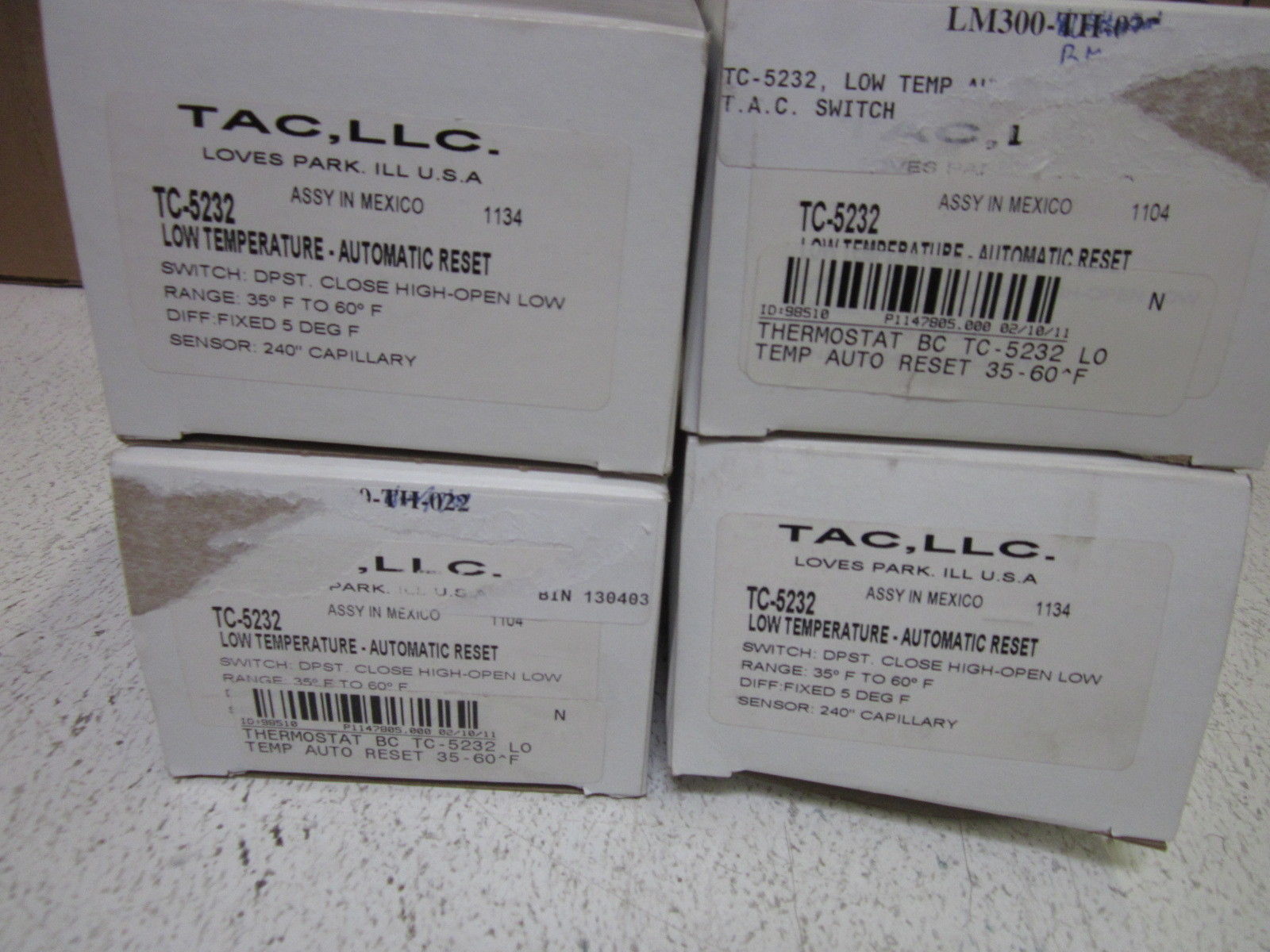 LOT OF 4 TAC, LLC TC-5232 LOW TEMP AUTOMATIC RESET *NEW IN BOX*
