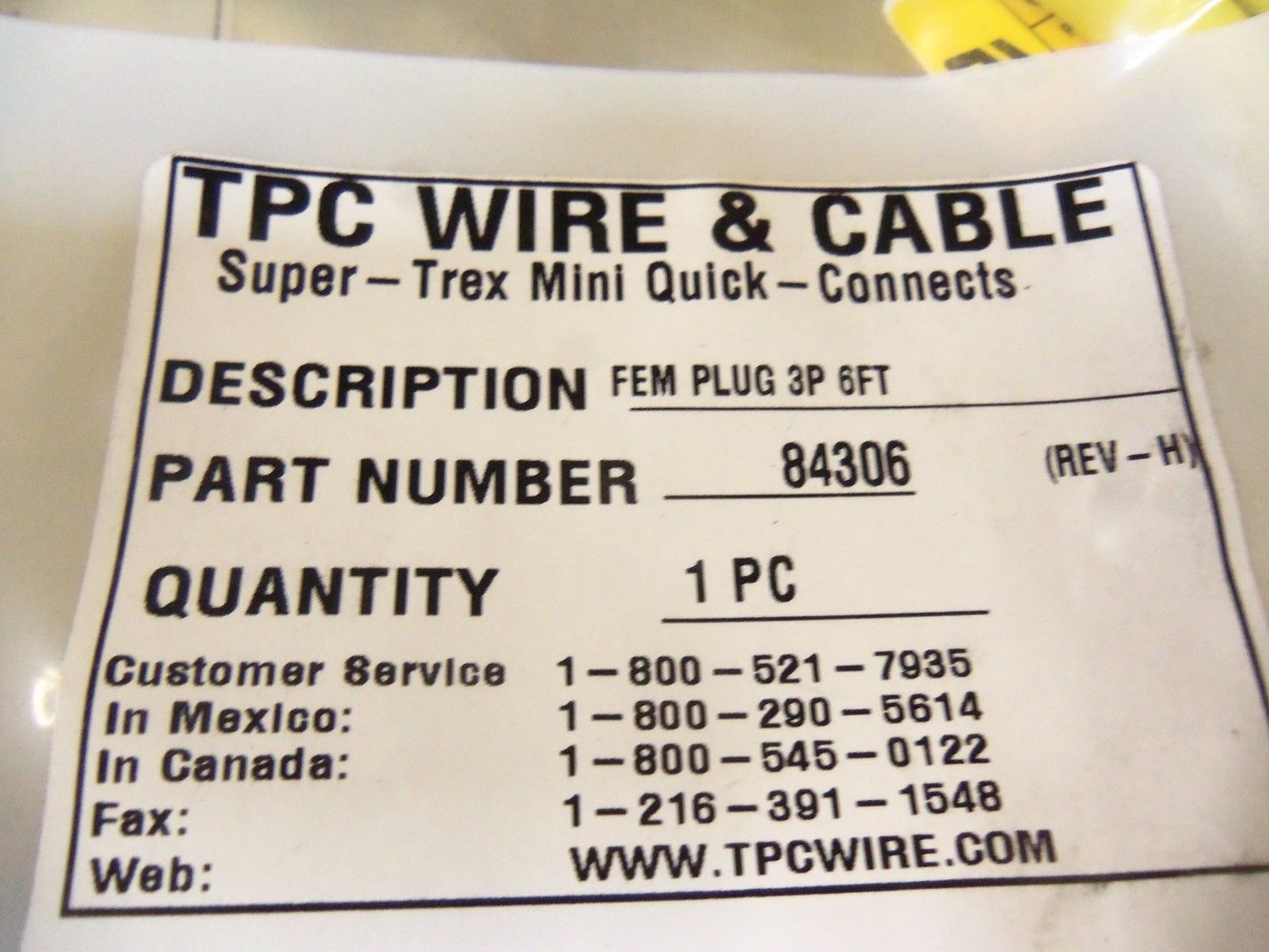 LOT OF 4 TPC WIRE & CABLE 84306 *NEW IN FACTORY BAG*