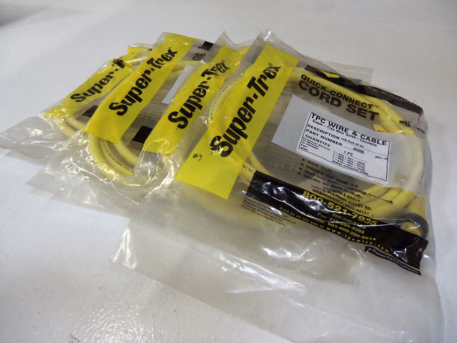 LOT OF 4 TPC WIRE & CABLE 84306 *NEW IN FACTORY BAG*