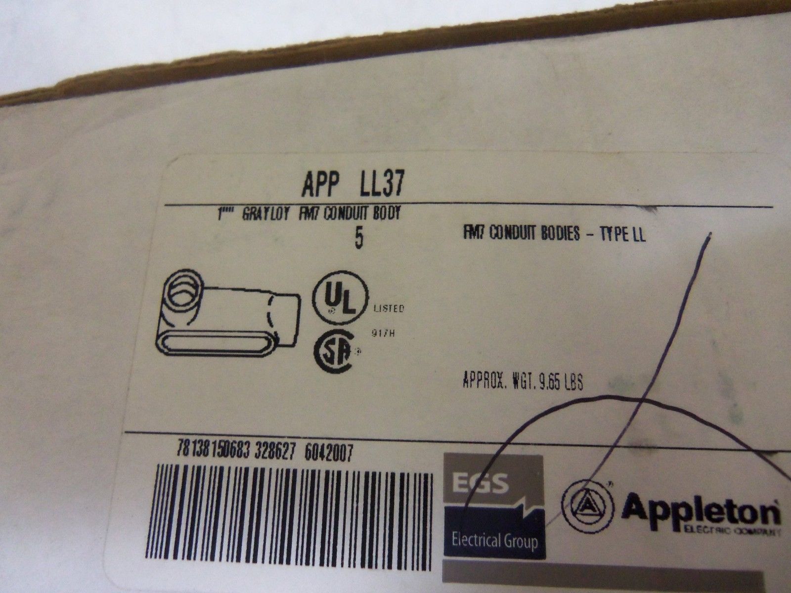 LOT OF 5 APPLETON APPLL37 CONDUIT *NEW IN BOX*