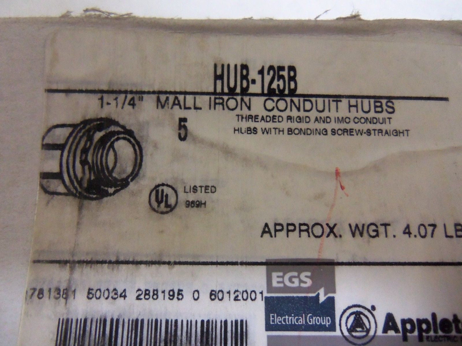 LOT OF 5 APPLETON HUB-125B CONDUIT *NEW IN BOX*