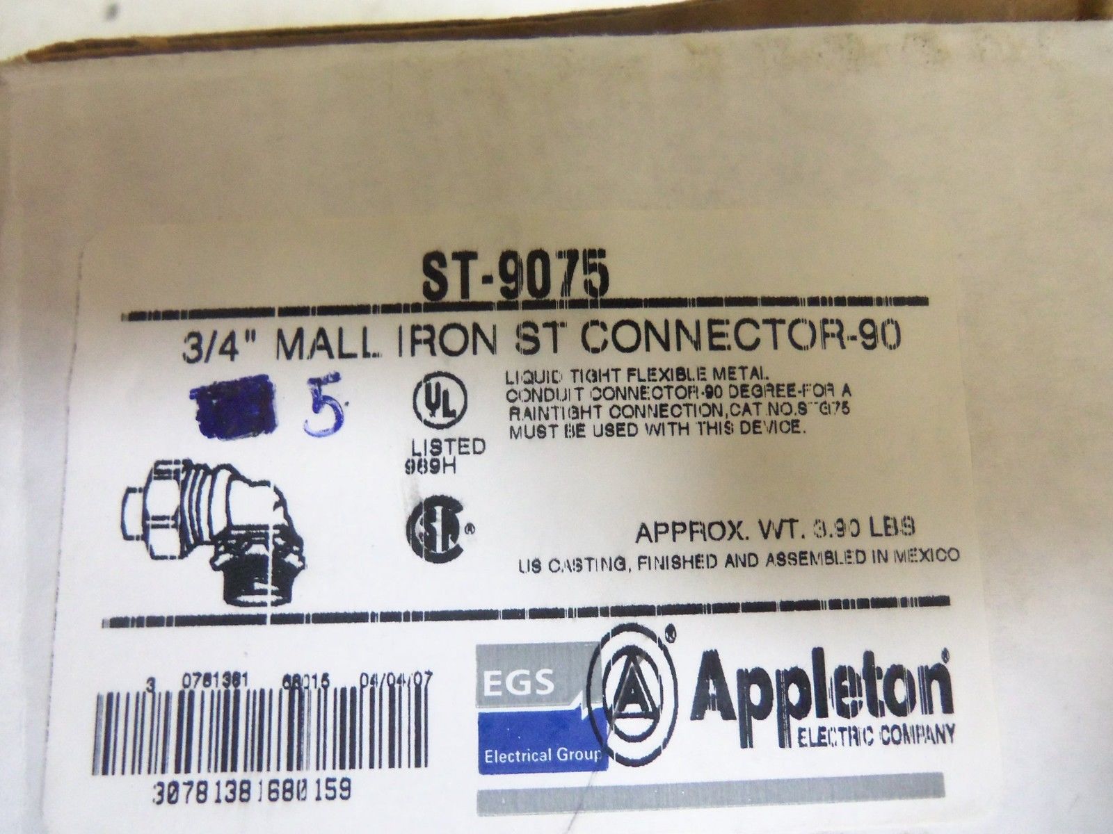 LOT OF 5 APPLETON ST-9075 CONDUIT *NEW IN BOX*