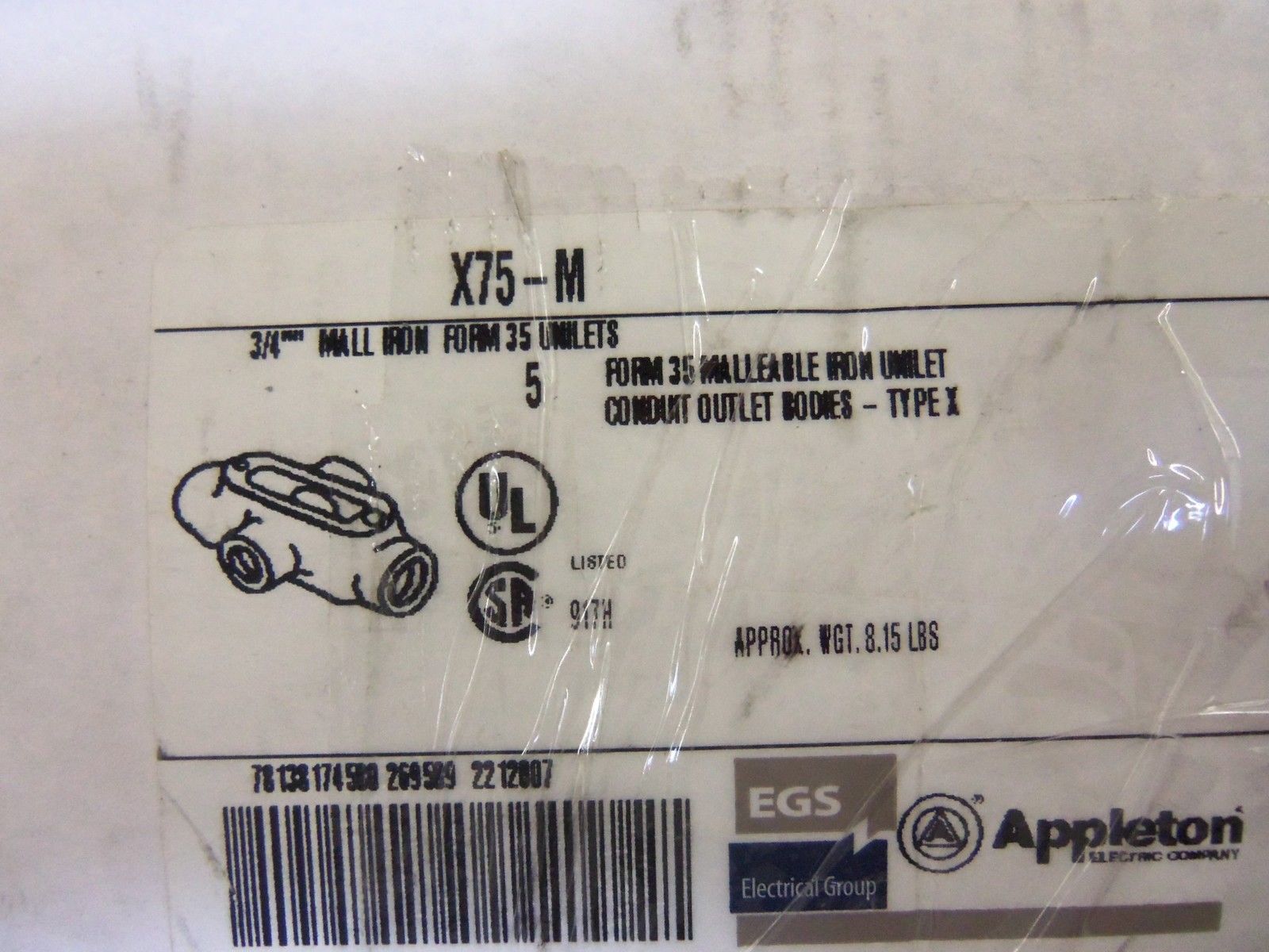 LOT OF 5 APPLETON X75-M CONDUIT *NEW IN BOX*