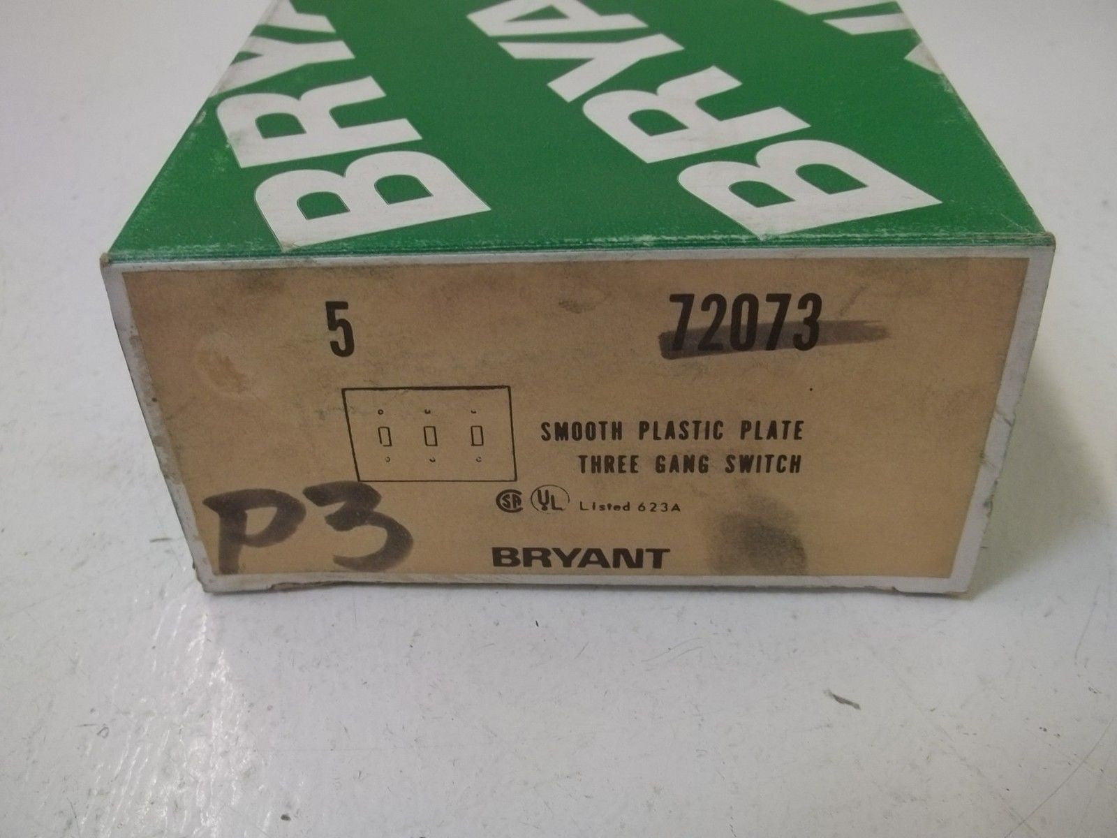 LOT OF 5 BRYANT 72073 THREE GANG SWITCH *NEW IN BOX*